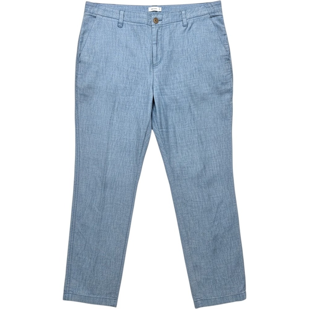 Gap Girlfriend Khaki Pants Womens 12 Blue Cotton Chambray Chino Trousers